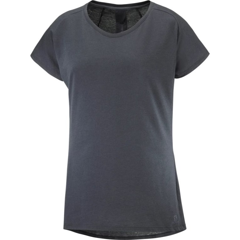 Camiseta Salomon Essential Shaped Curta Sleeve Feminino Pretas | PT T45290